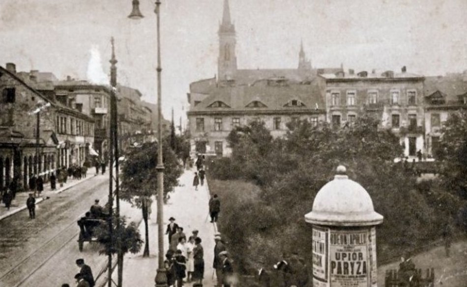 archiwalna fotografia przedstawiająca Łódź w dawnych czasacch