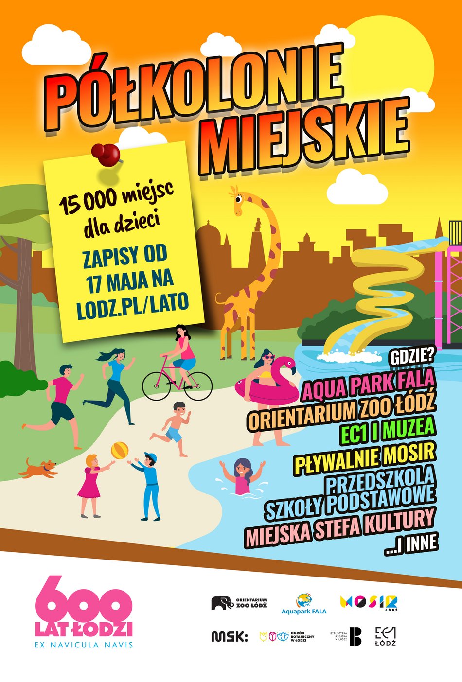 Plakat kolonii miejskich w Łodzi