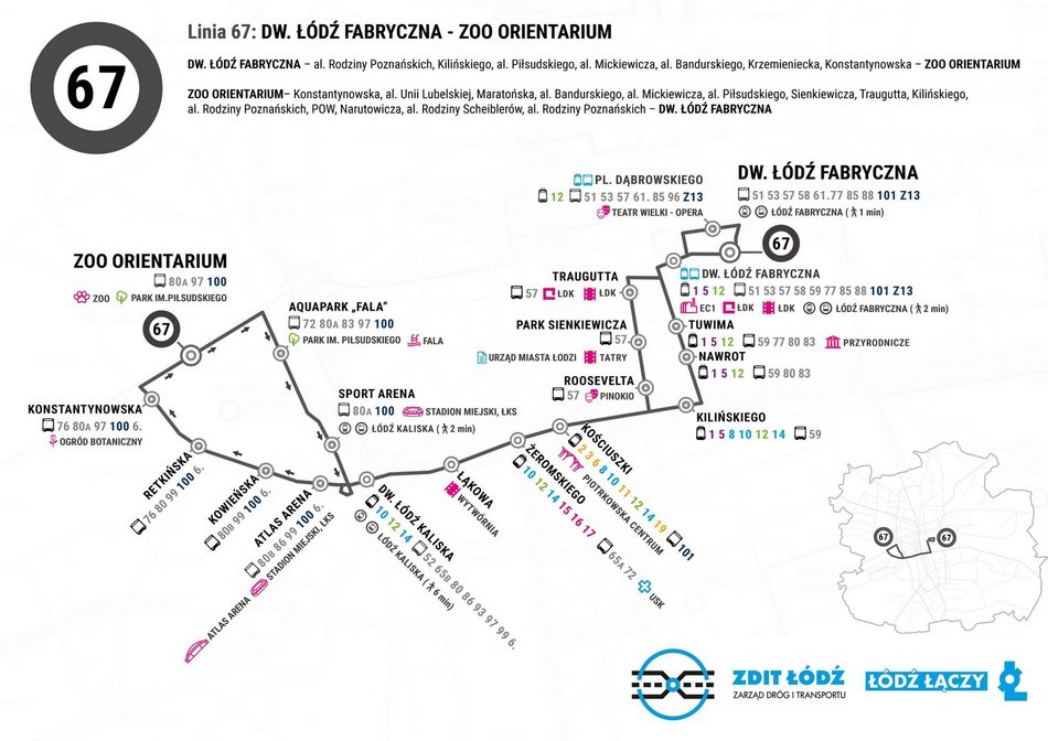 Wraca autobus MPK Łódź linii 67! Szybko i wygodnie z dworca Łódź Fabryczna pod Orientarium Zoo Łódź