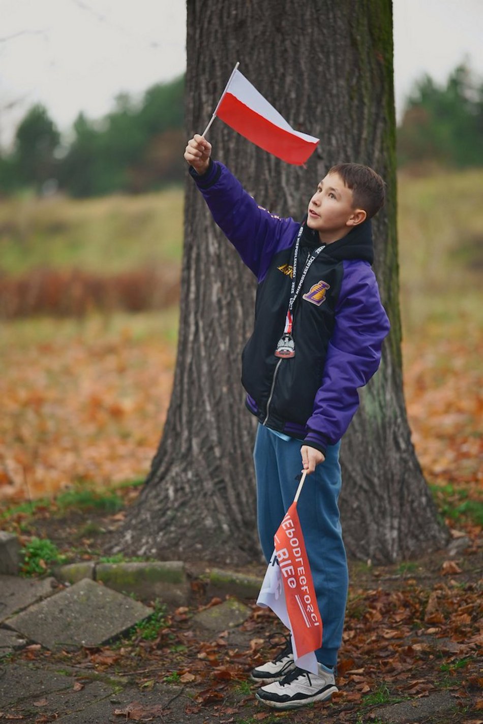 Łódź. Bieg Niepodległości w parku Julianowskim