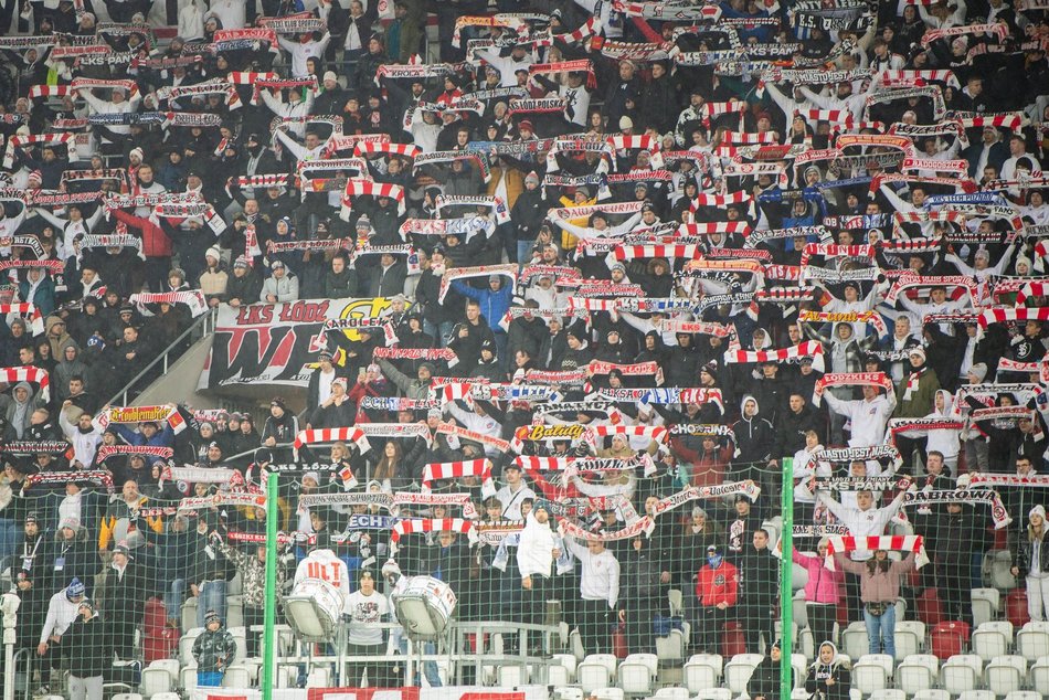 Kibice na meczu ŁKS Łódź z Legią Warszawa