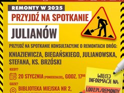 Łódź. Remonty dróg na Julianowie. Przyjdź na spotkanie i zdecyduj o swojej okolicy