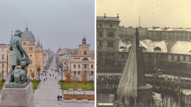 Naczelnik z widokiem na Łódź. Pomnik Kościuszki na placu Wolności ma już 95 lat! [ZDJĘCIA]