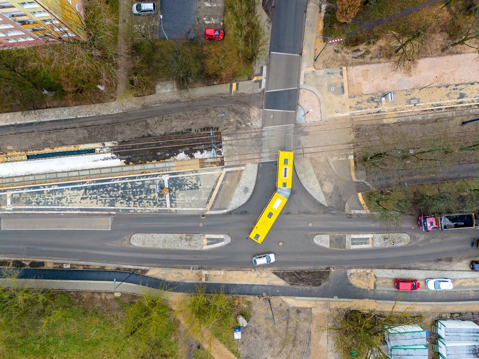 remont ulicy widziany z lotu ptaka