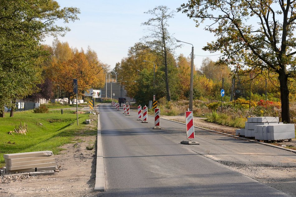 widok na roboty drogowe na ulicy Aleksandrowskiej