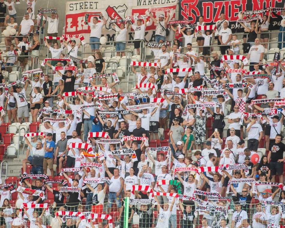 Kibice na meczu ŁKS Łódź - Pogoń Szczecin