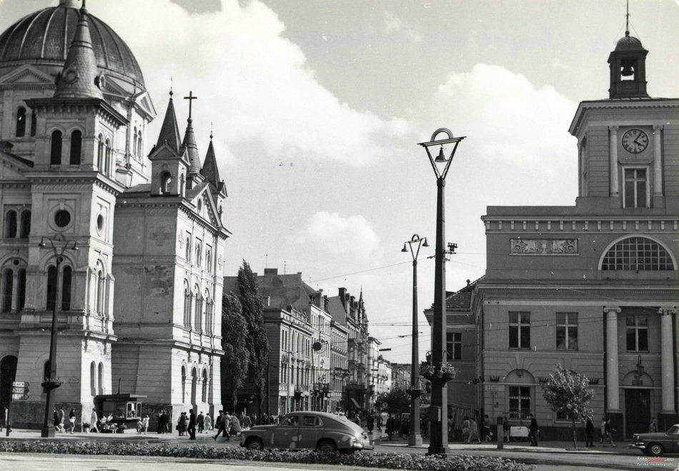 Łódź. Widok na ul. Piotrkowską z Placu Wolności - lata 1955-1965