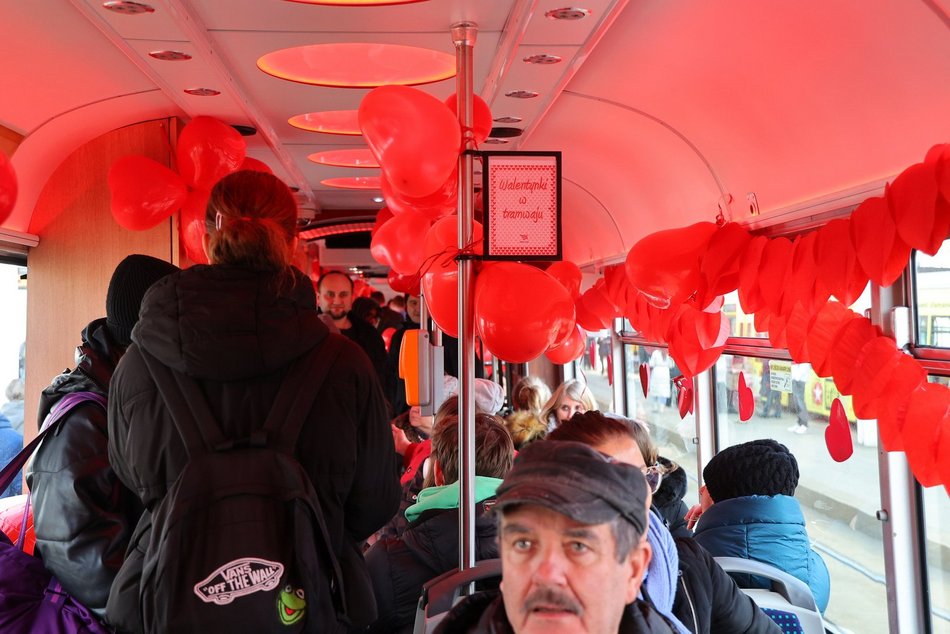 Walentynkowy tramwaj w Łodzi