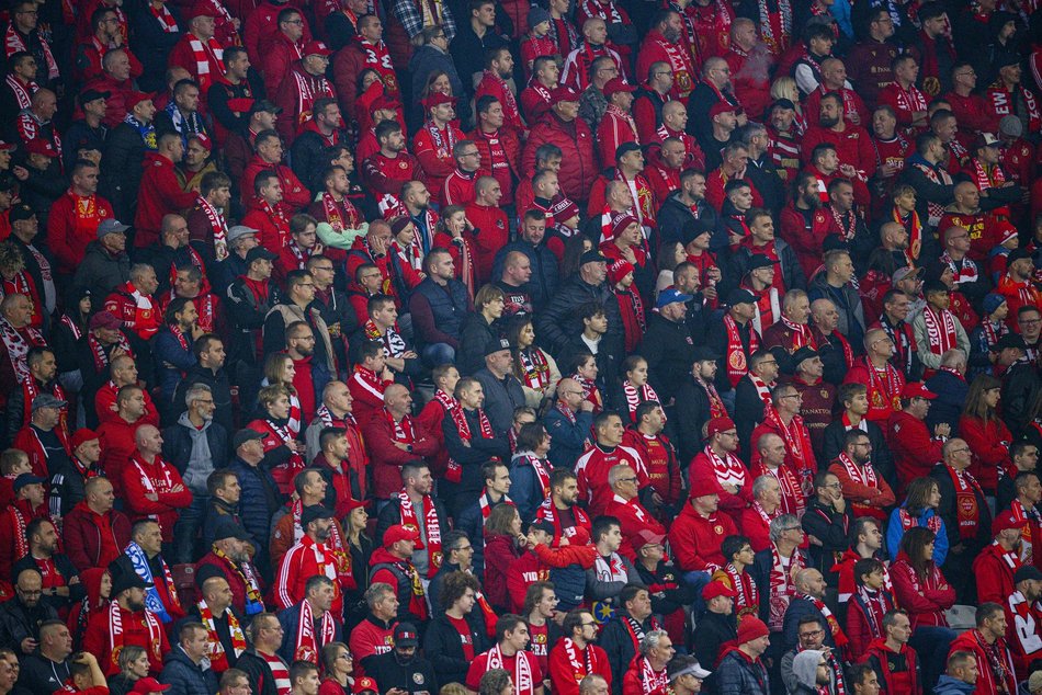 Kibice na meczu Widzewa Łódź z Górnikiem Zabrze