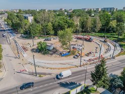 Łódź. Nowa krańcówka MPK Łódź przy Niższej w Łodzi. Widać już fundamenty i tory tramwajowe