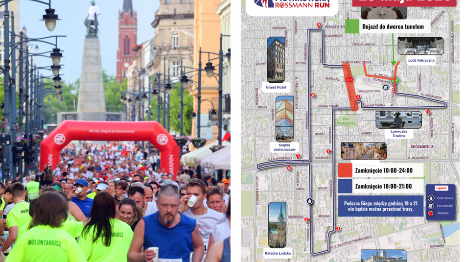 Łódź. Bieg Ulicą Piotrkowską Rossmann Run 2026. Zmiany w ruchu i MPK Łódź