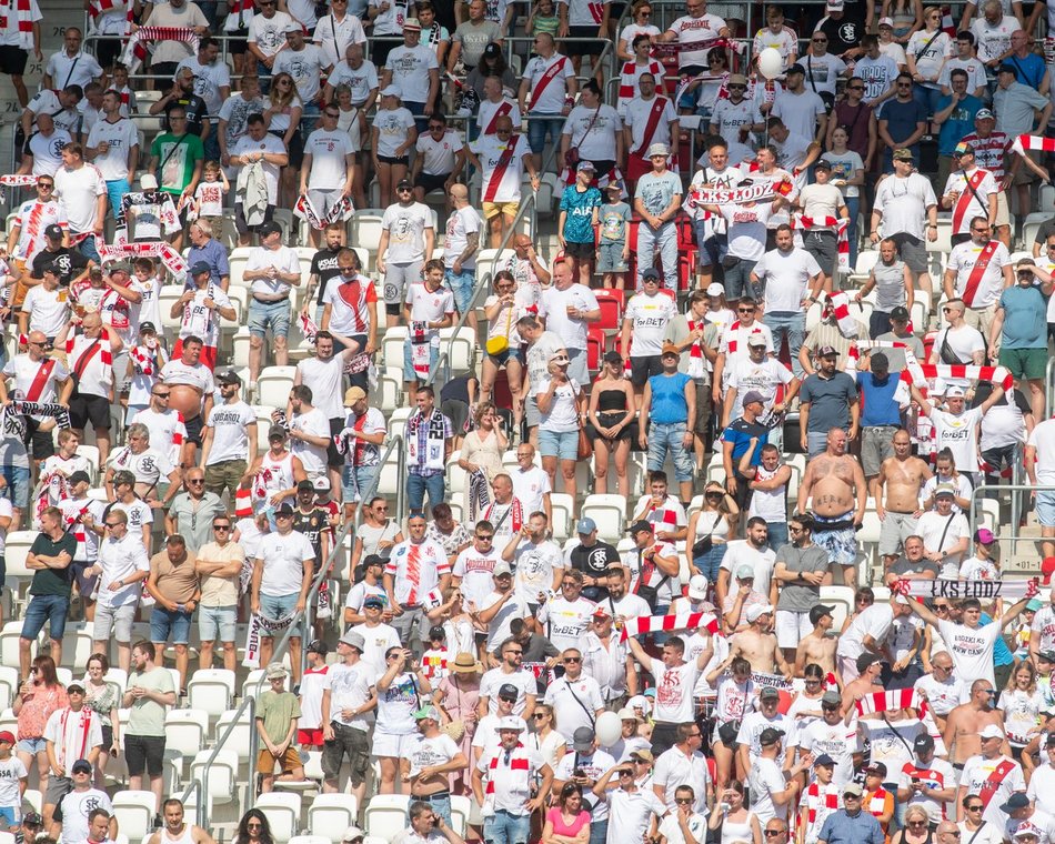 Kibice na meczu ŁKS Łódź - Pogoń Szczecin