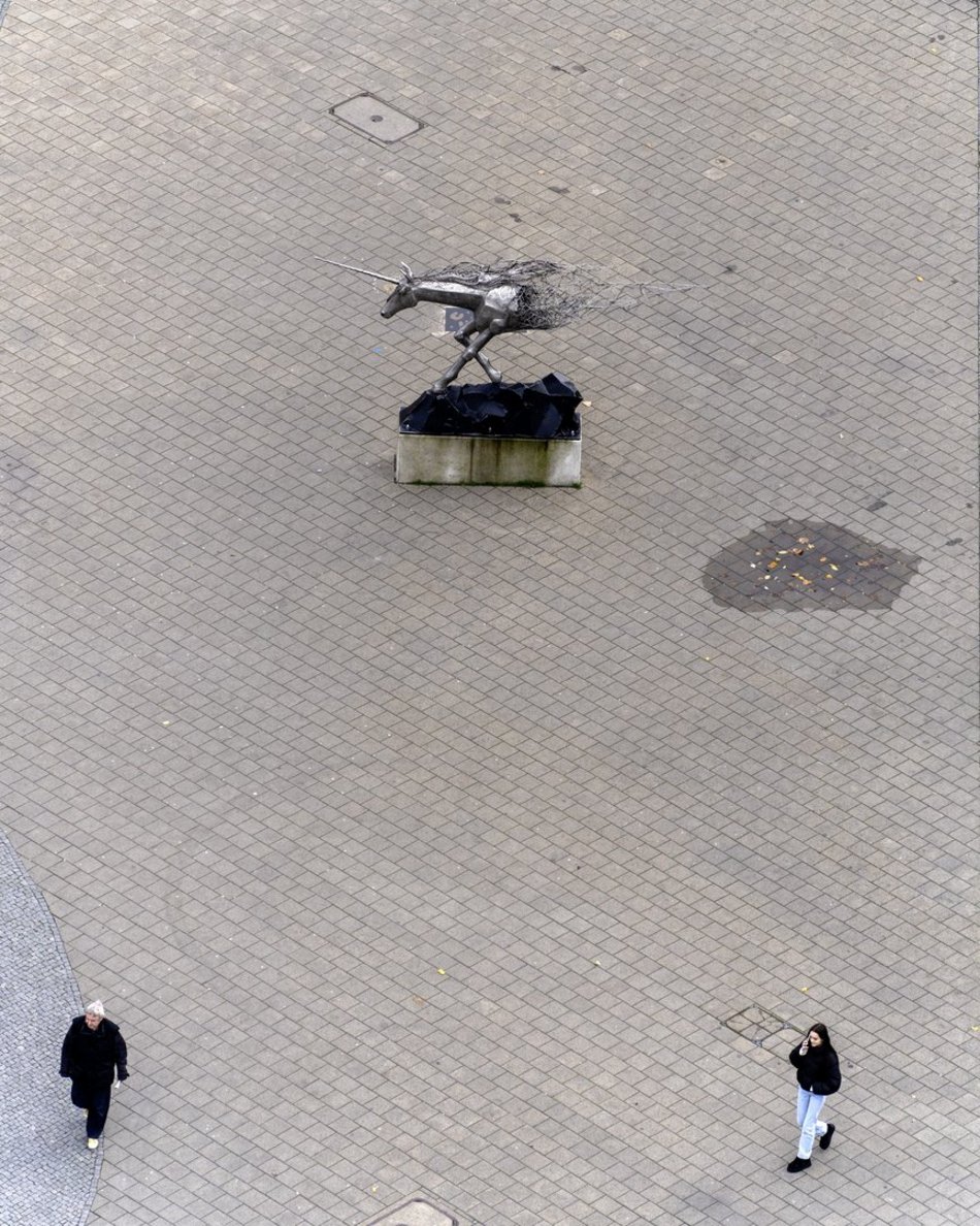 Łódź z lotu ptaka, panorama centrum Łodzi