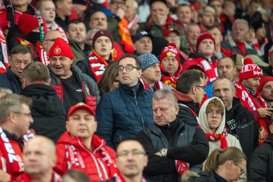 Kibice na meczu Widzewa Łódź z Radomiakiem Radom