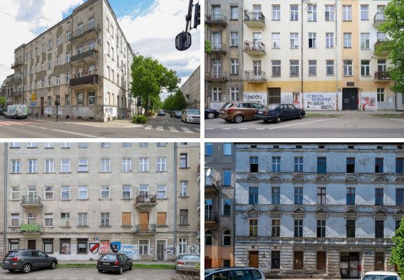 Łódź. Kamienice przy ul. Abramowskiego w Łodzi