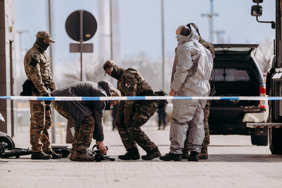 Ćwiczenia służb specjalnych na stadionie im. Władysława Króla w Łodzi