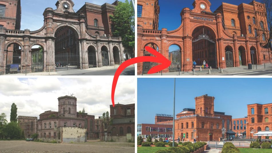 Manufaktura przed i po rewitalizacji