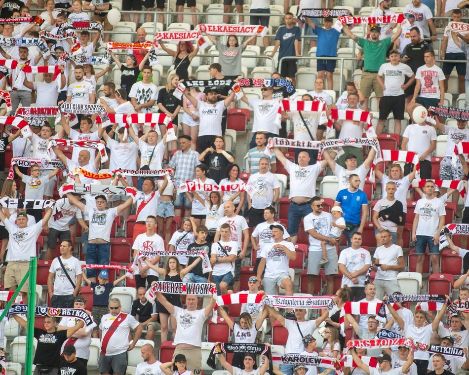 Kibice na meczu ŁKS Łódź - Pogoń Szczecin