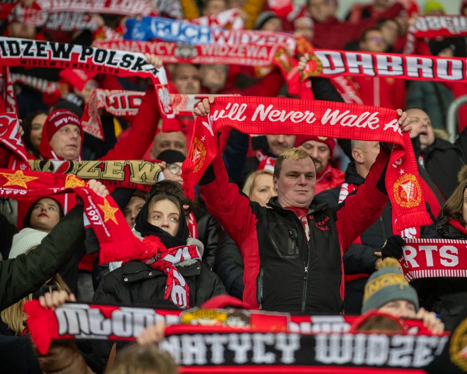 Kibice na meczu Widzew Łódź - Raków Częstochowa