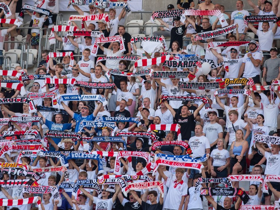 Kibice na meczu ŁKS Łódź - Pogoń Szczecin