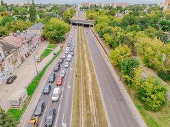 Łódź. Torowisko na ul. Rzgowskiej w Łodzi