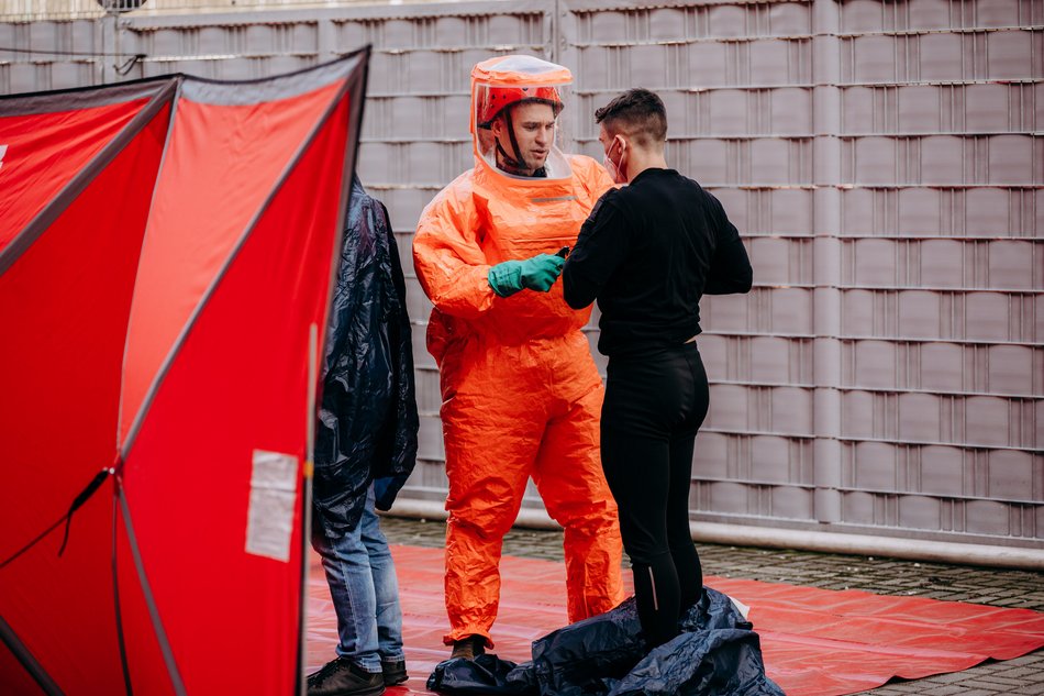 Ćwiczenia służb specjalnych na stadionie im. Władysława Króla w Łodzi