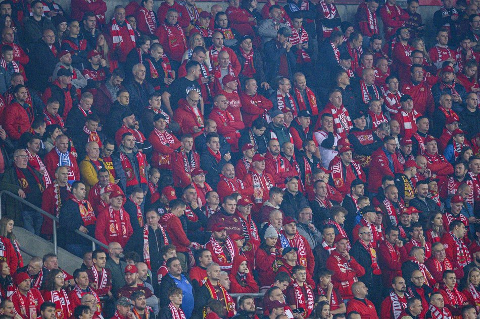 Kibice na meczu Widzewa Łódź z Górnikiem Zabrze