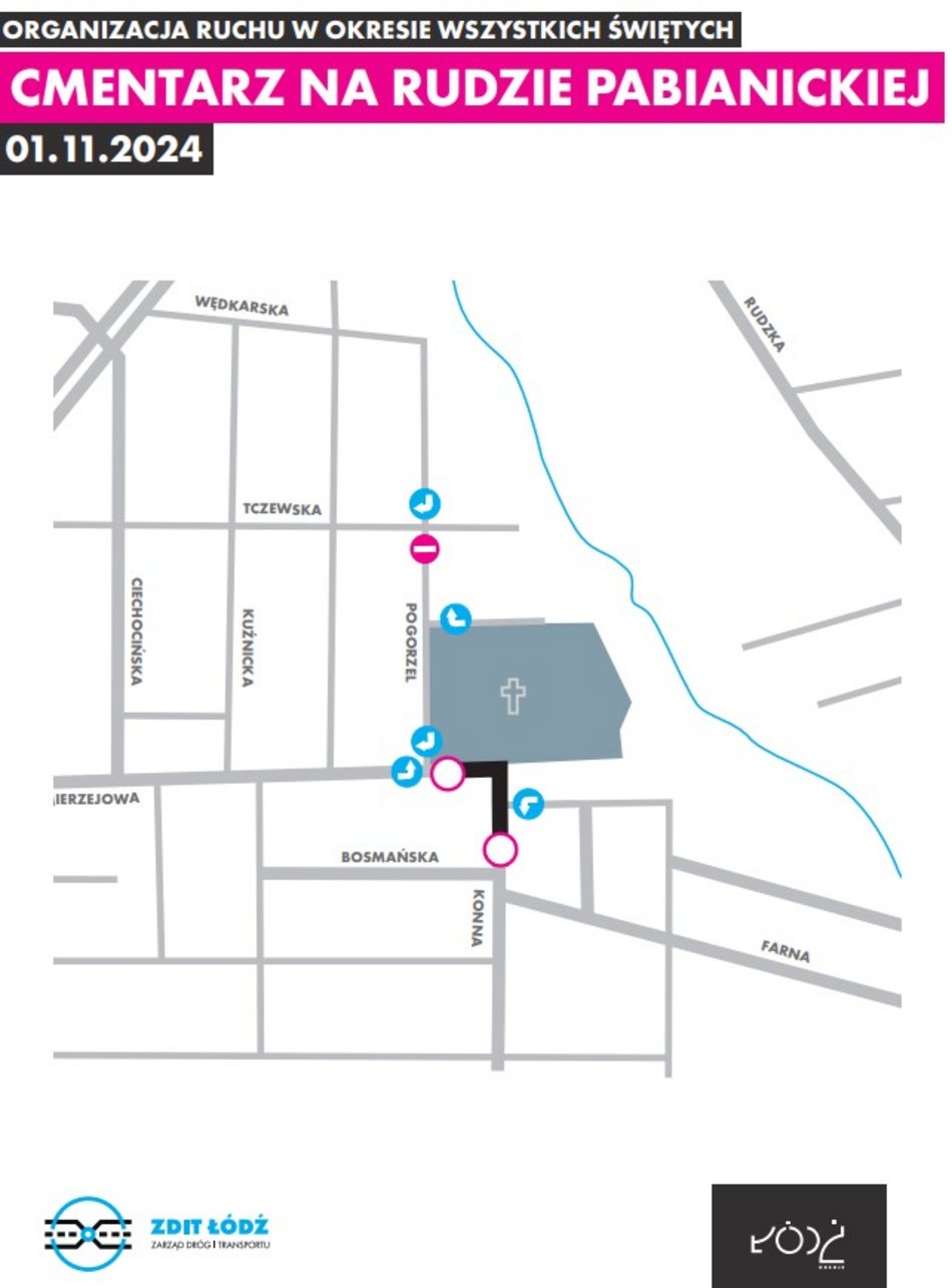 Jak dojechać na cmentarze w Łodzi we Wszystkich świętych 2024