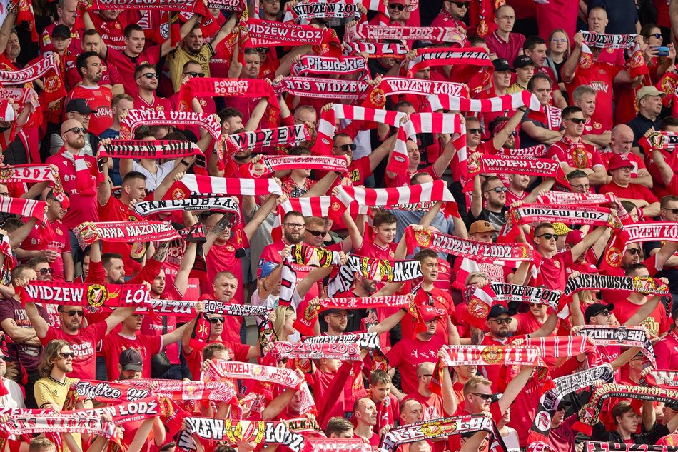 Kibice na meczu Widzewa Łódź