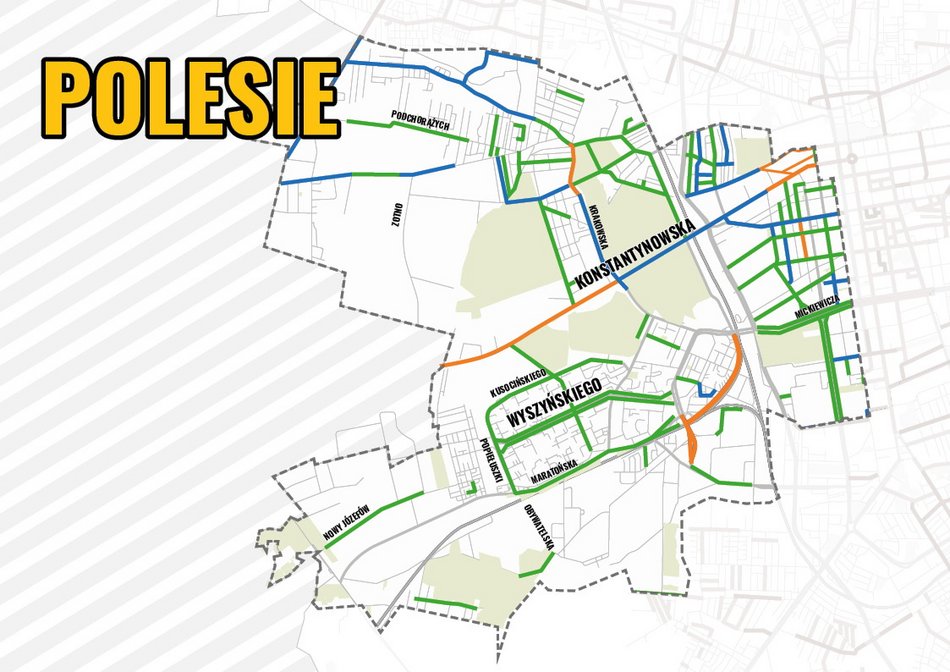 Mapa remontów dróg w Łodzi - Polesie