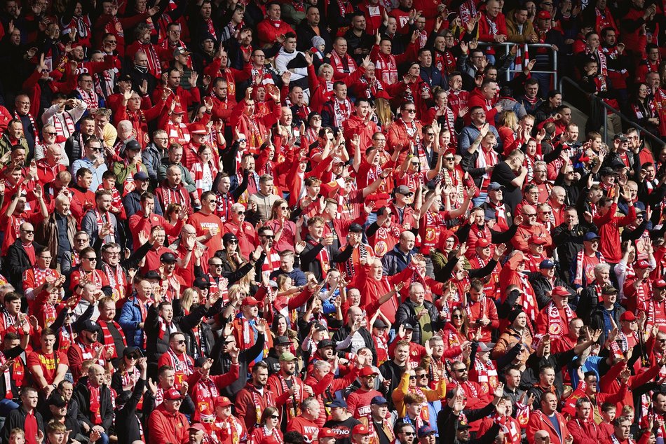 Kibice Widzewa Łódź na meczu ze Stalą Mielec