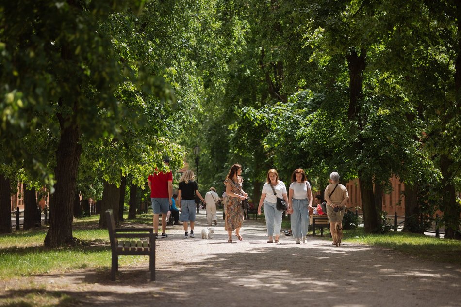 Łódź. Spacerowicze na Księżym Młynie i w Parku Źródliska w Łodzi. Recepta na udany weekend