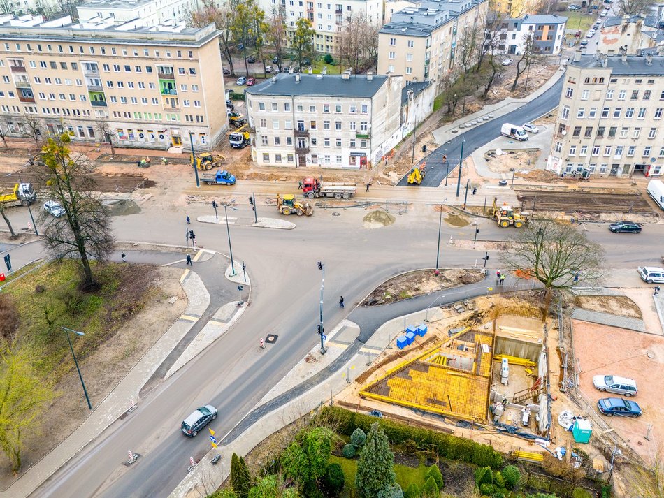 remont ulicy widziany z lotu ptaka