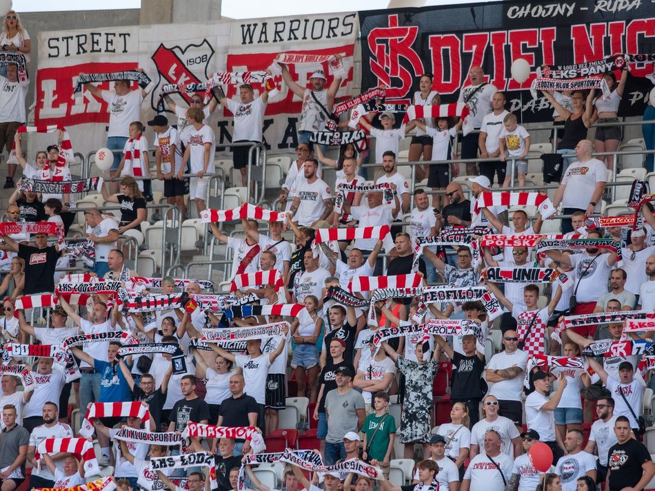 Kibice na meczu ŁKS Łódź - Pogoń Szczecin