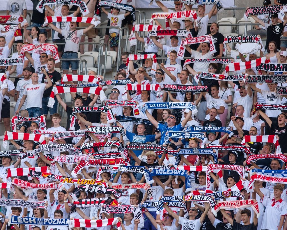 Kibice na meczu ŁKS Łódź - Pogoń Szczecin