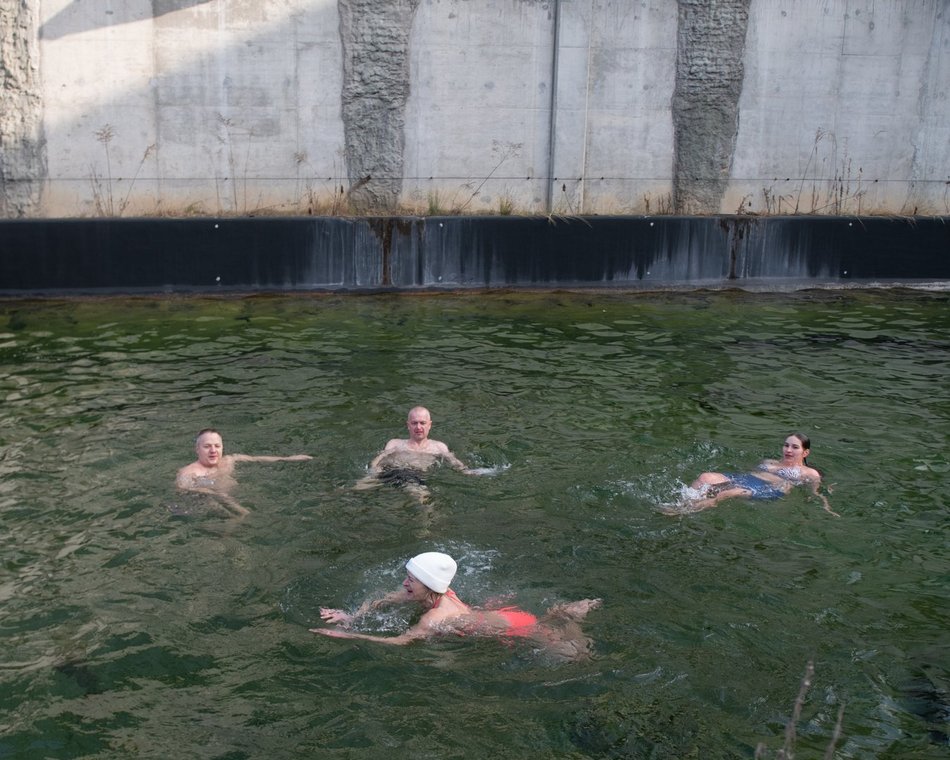Łódź. Morsowanie w basenie dla słoni