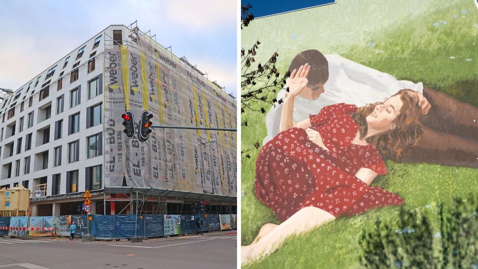 Łodzi. Pusty narożnik znika z centrum Łodzi. Mural na apartamentowcu już cieszy oczy łodzian