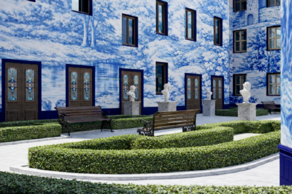 Łódź. Nowe artystyczne podwórko przy Próchnika. Wygrała porcelanowa biel i błękit!