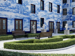 Łódź. Nowe artystyczne podwórko przy Próchnika. Wygrała porcelanowa biel i błękit!