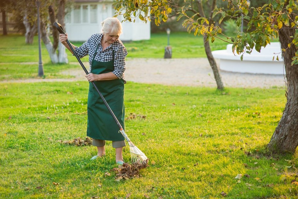 Seniorka sprząta