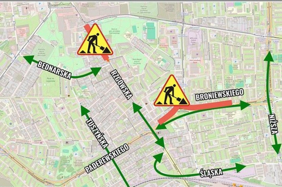 Łódź. Remont Rzgowskiej. Mapy