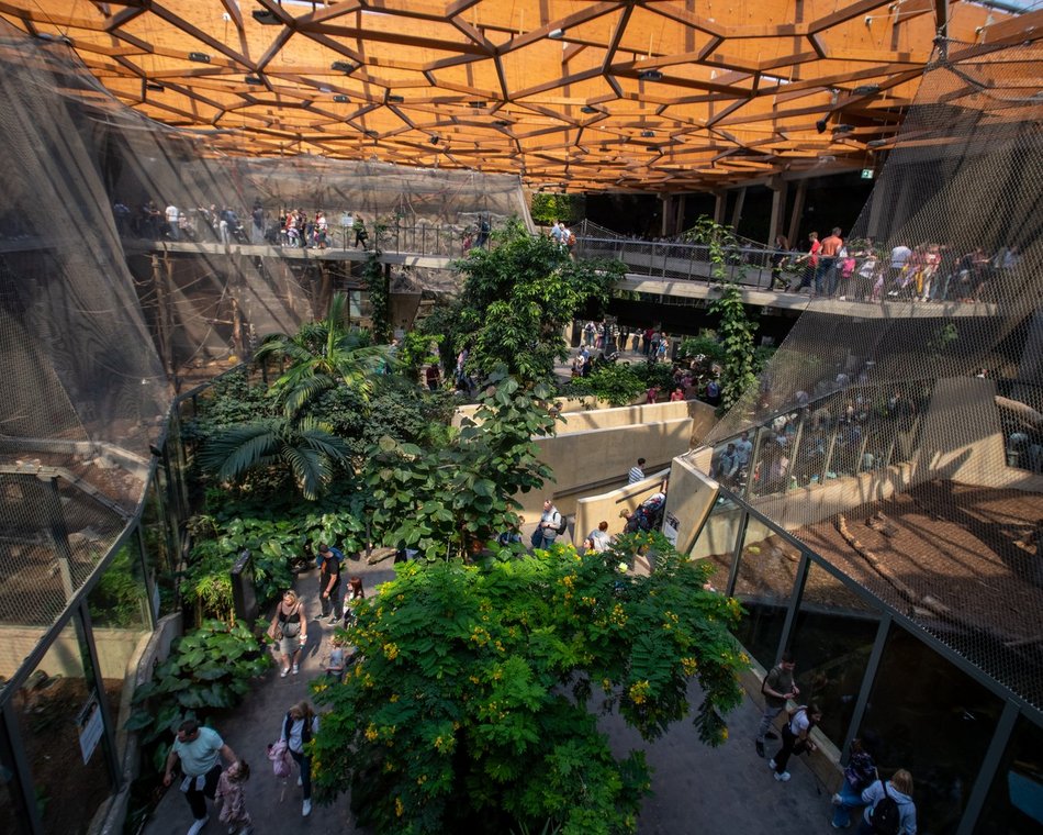 Orientarium Zoo Łódź - budynek nagrodzony przez SARP z wewnątrz i na zewnątrz