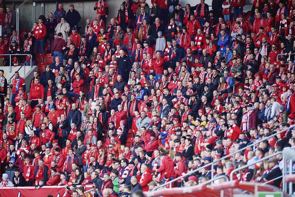 Kibice Widzewa Łódź na meczu ze Stalą Mielec