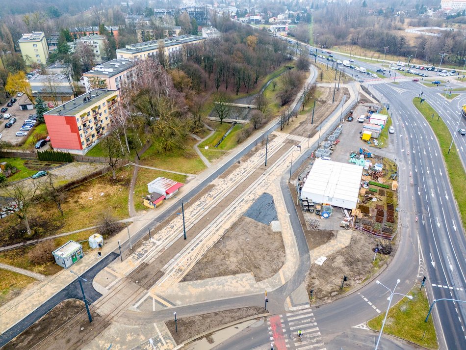 remont ulicy widziany z lotu ptaka