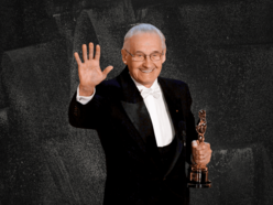 Łódź. Andrzej Wajda z Oscarem