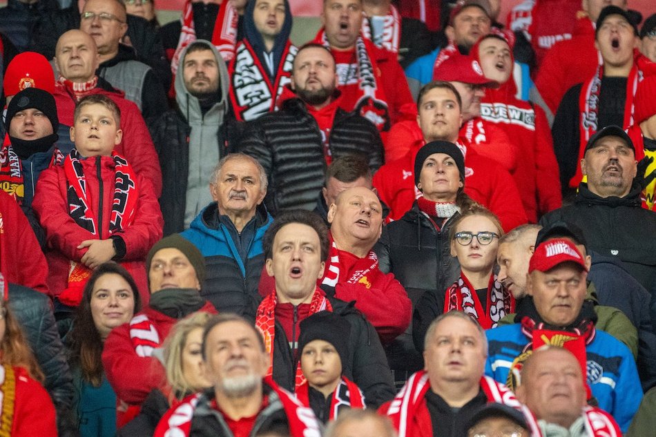 Kibice na meczu Widzewa Łódź z Radomiakiem Radom