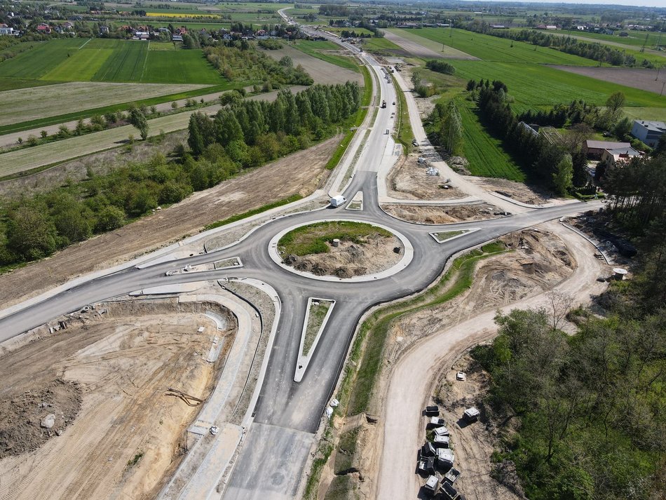 Widok z lotu ptaka na budowę Trasy Górna