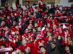 Kibice na meczu Widzewa Łódź z Koroną Kielce