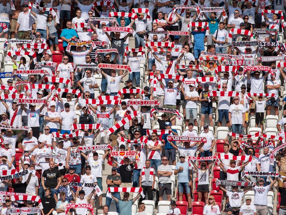 Kibice na meczu ŁKS Łódź - Pogoń Szczecin