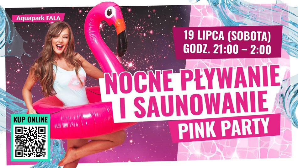 Łódź. Pink Party w Aquaparku Fala. Dmuchane flamingi, DJ, koktajle i oglądanie „Barbie"